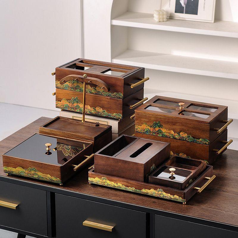 Chinese Wooden Dried Fruit Plate High-end Snack Nut Plate Hotel Club Refreshment Plate Solid Wood Fruit Plate Storage Box