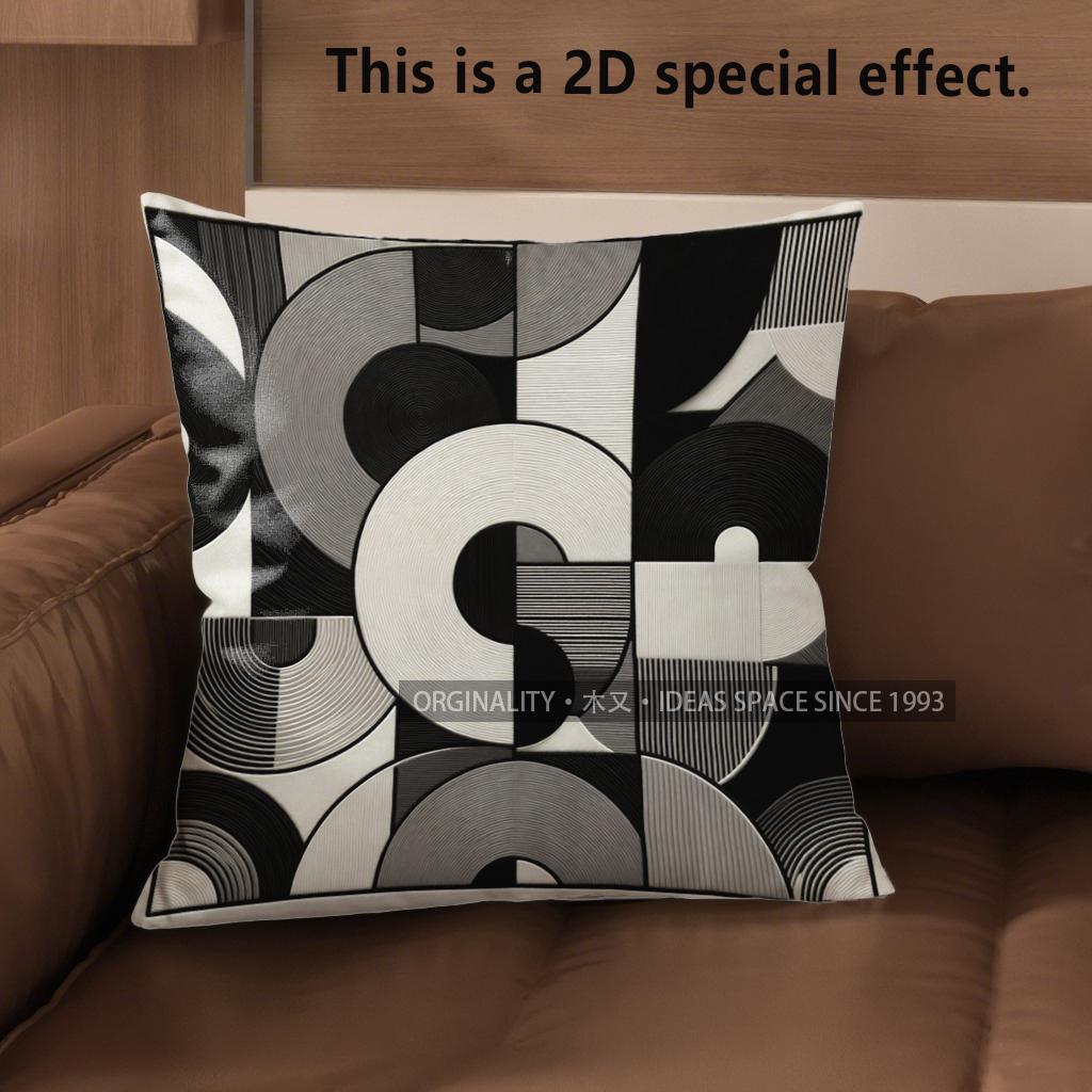 2D Abstract Black And White Pattern Pillow Covers Pattern Cushion Cover Suitable For Sofa Bedroom Car Pillow Cover