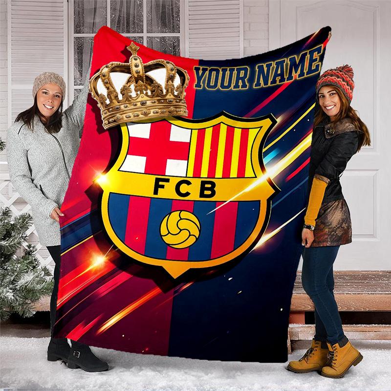 Customiz Name Personality FC Barcelona logo Blanket Soft&Warm Office Bed Travel Lunch Break Blanket,Gift All Seasons