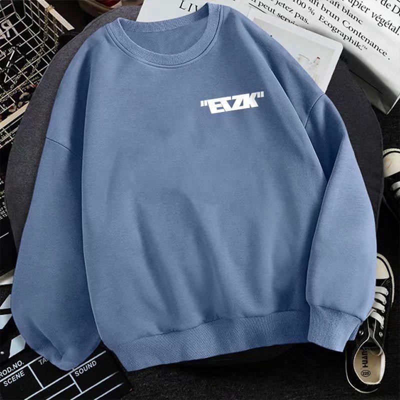 Men's Trendy Loose-Fit Hoodless Sweatshirt - Hong Kong Style, Fleece-Lined, Spring & Autumn, Round Neck, Couple's Pullover.