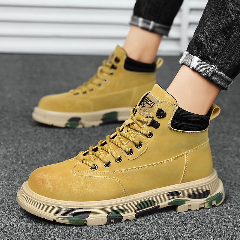 Scarpe Casual Stile Britannico da Uomo Autunno e Inverno Nuove Scarpe Fashion da Esterno Antiscivolo Impermeabili Resistenti all'Usura Stivali Alti