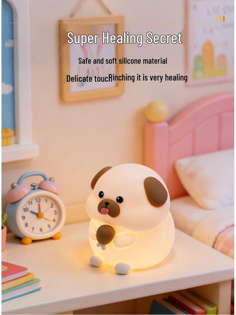 Greedy Dog Soft Silicone Night Light - Eye-Friendly Sleep and Nighttime Feed Companion