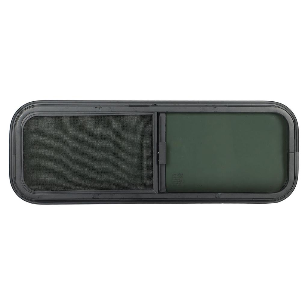 900x300mm Round Angle Sliding RV Window Black Tempered Glass Shade Window for Camper Trailer