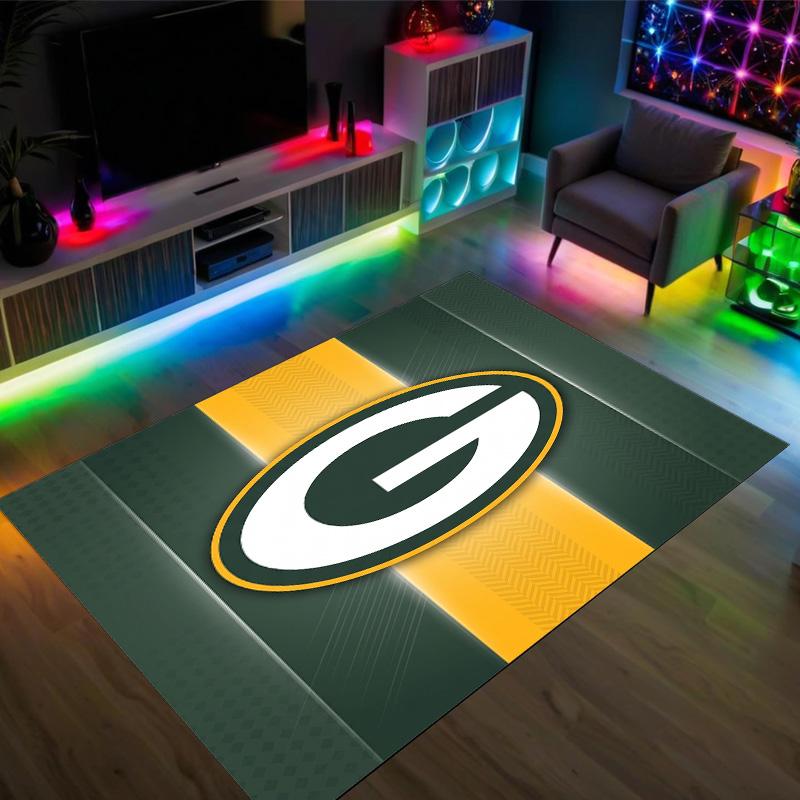 Tappeto in Velluto Cristallo Design Green Bay Packers Accogliente Non?Tappeto Stampato Antiscivolo per Camera da Letto Soggiorno Ingresso