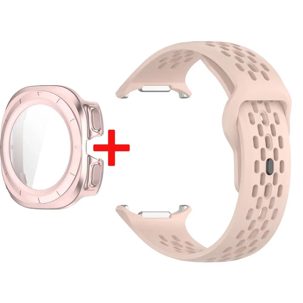 Silicone Strap+Case For Samsung Galaxy Watch Ultra 47 Sport Watchband Bracelet for Galaxy Watch Ultra Tempered Glass Cover Band