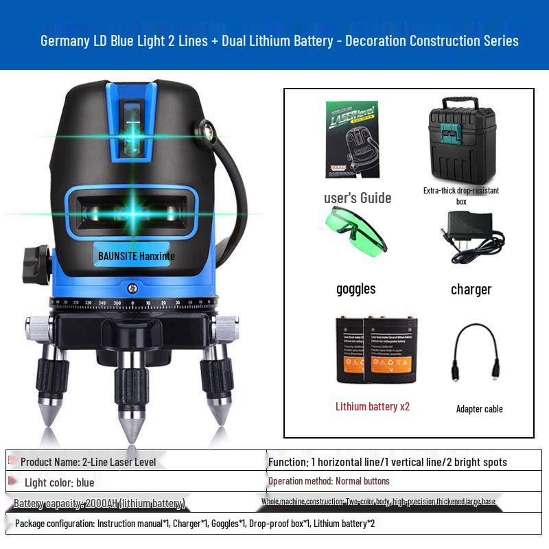 High-Precision Outdoor Infrared Laser Level with 2, 3, 5 Lines – Green/Blue Light