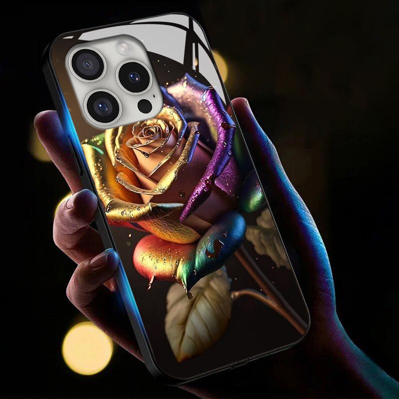 For iPhone 16 Pro Case Call Flash Series Pattern Printing Tempered Glass+TPU Combo Phone Case