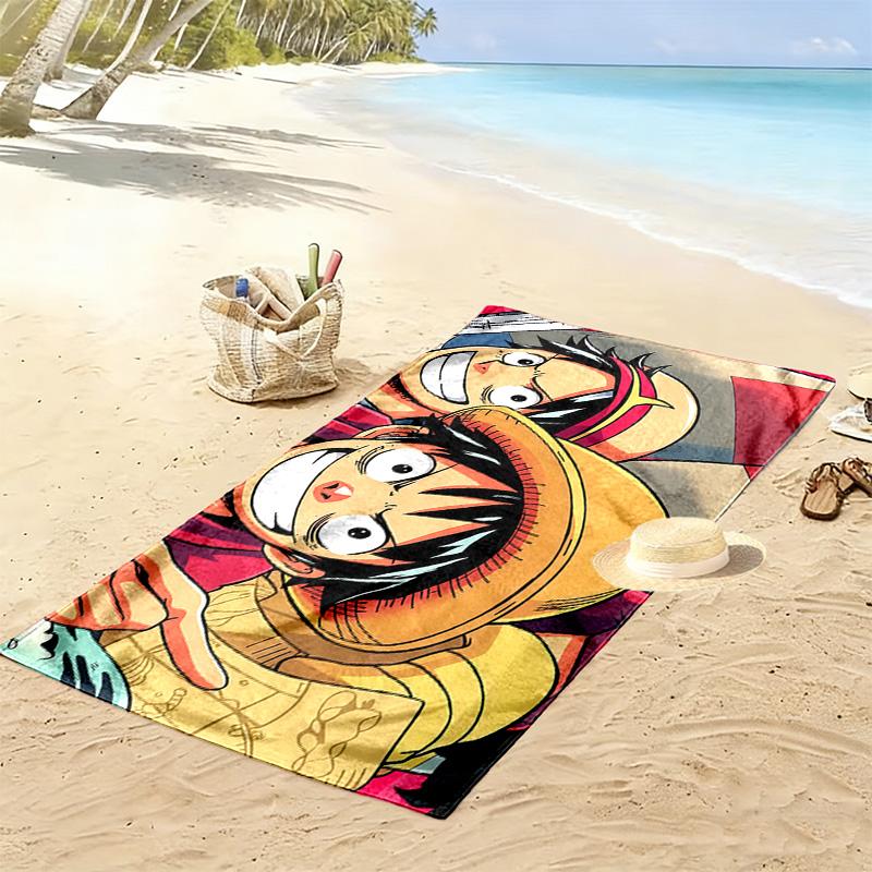 Straw Hat Crew Print Beach Towel, Large Soft Quick Dry Towel for Beach Camping Swimming