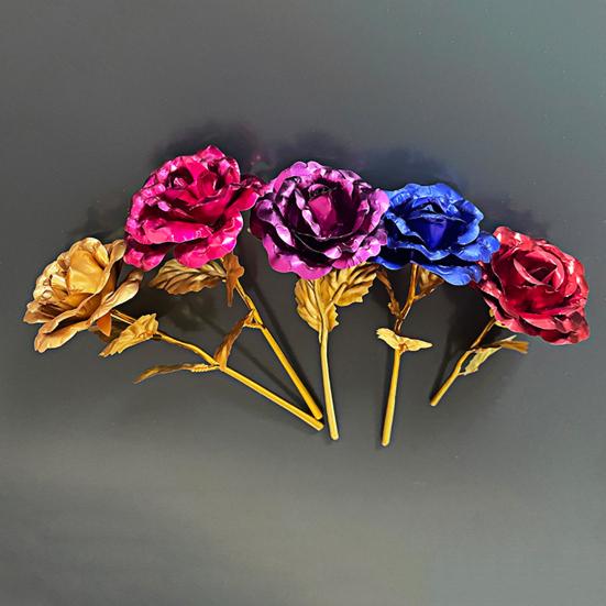 Trandafir Artificial cu Folie de Aur pentru Decor de Masă, Trandafir Mic Etern Placat cu Folie, Cadou pentru Nuntă, Ziua Îndrăgostiților, Petrecere