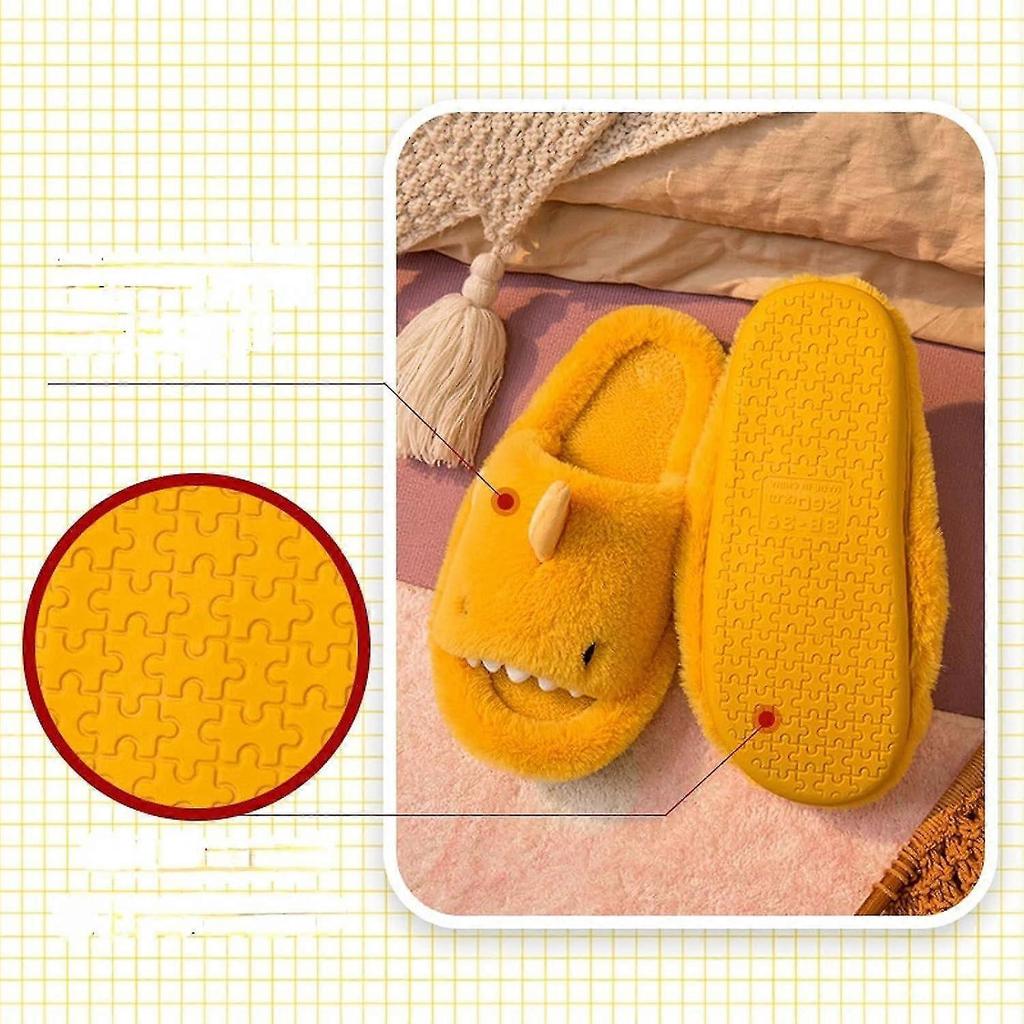 Winter Cute Shark Open-toe Home Cotton Slippers Women Soft Plush Floor Indoor Couple Unisex40-41
