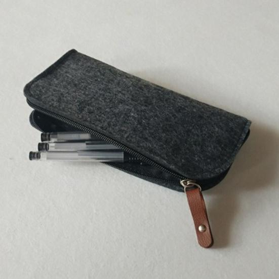 Portable Pencil Case Felt Student Pen Box Ruler Eraser Stationery Zipper Bag