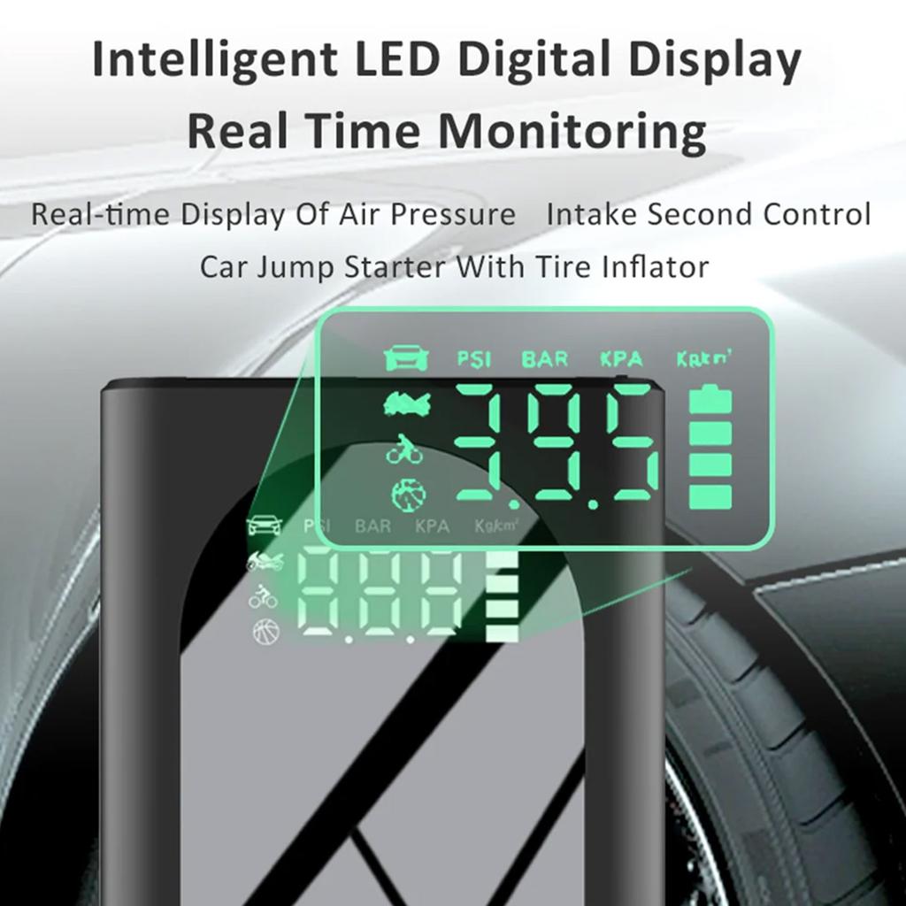 Portable Air Compressor Electric Car Pump Automatic Motorcycle Tire Inflator Digital Pressure Gauge Detect with LED Lamp