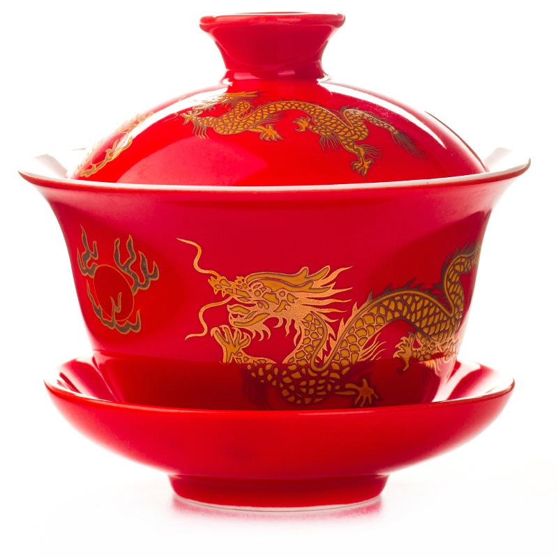 Chinese Traditions Gai Wan Tea Set Bone China Tea Sets Dehua Gaiwan Tea Porcelain Pot Set For Travel Beautiful And Easy Kettle
