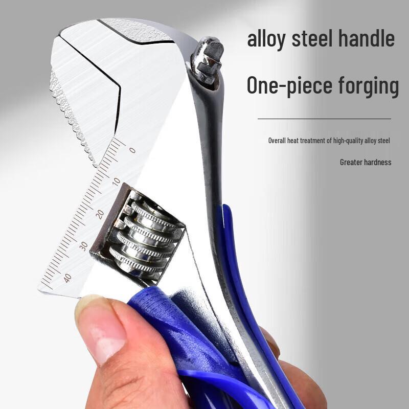 Short Handle 6-inch Toothed Large Opening Adjustable Wrench
