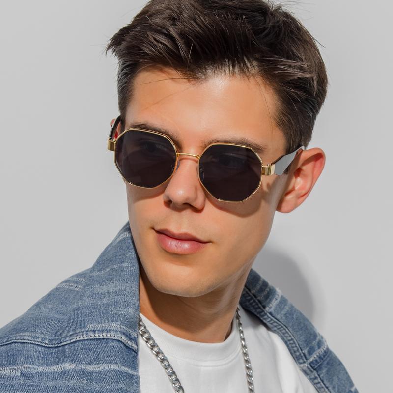Metal Frame Sunglasses Men Women Luxury Polygon Punk Brand Designer Sun Glasses Male Retro Mirror Eyewear Steampunk