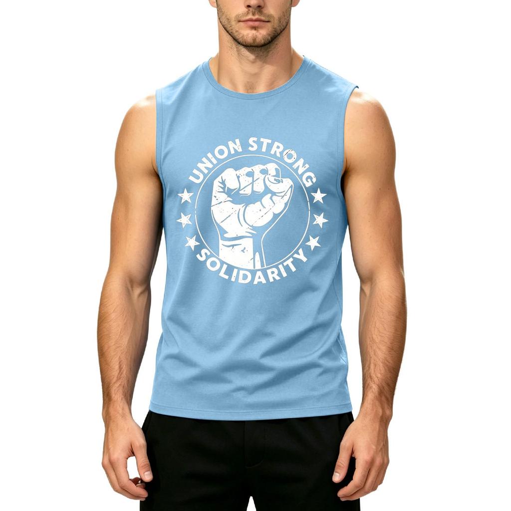 Men's Sleeveless Tank Top Casual Muscle Shirt Labor Day Printed Graphic Tee Summer Workout Gym Apparel