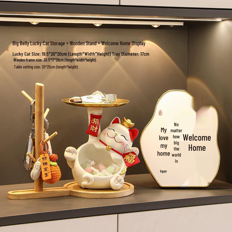 Lucky Cat Key Holder & Home Decor Ornament – Perfect for Entryway, Shoe Cabinet, or Living Room Housewarming Gift