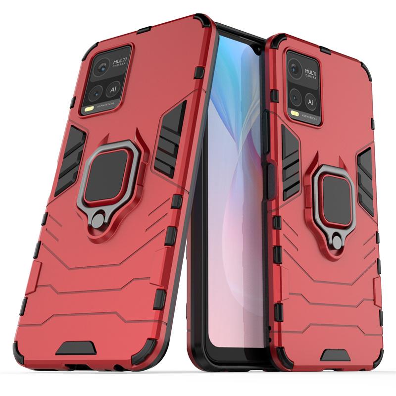 

For Vivo Y33S Case For Vivo Y33S Cover Back Phone Bumper Shockproof Full Hard Armor Magnetic Holder Cover For Vivo Y33S Fundas For Vivo Y33S красный
