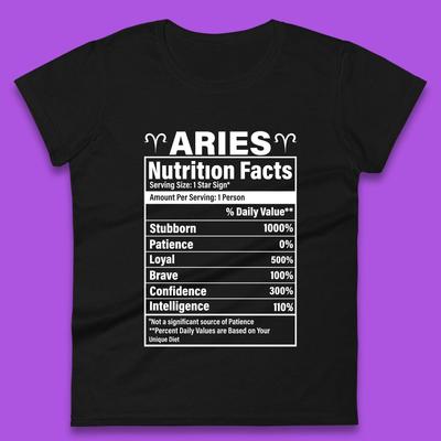 Aries Nutrition Fact Womens T-Shirt Mens Tops Tees Unisex