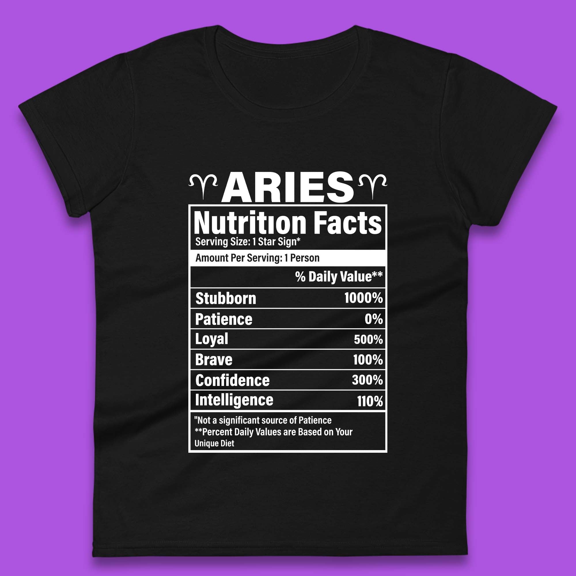 Aries Nutrition Fact Womens T-Shirt Mens Tops Tees Unisex M