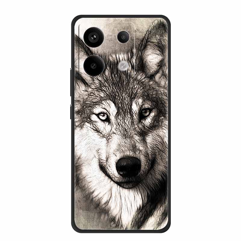 For Xiaomi Redmi Note 13 Pro 5G 4G Case Animals TPU Soft Silicone Back Cover Phone Cases for Redmi Note13 4G 5G Bumper Wolf Para