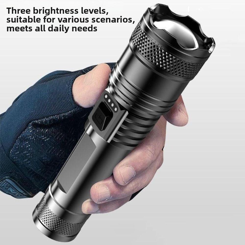 Super Bright Strong LED Flashlight Waterproof Rechargeable Emergency Zoom Lantern 3 Modes Multifunctional Zoomable Flashlight
