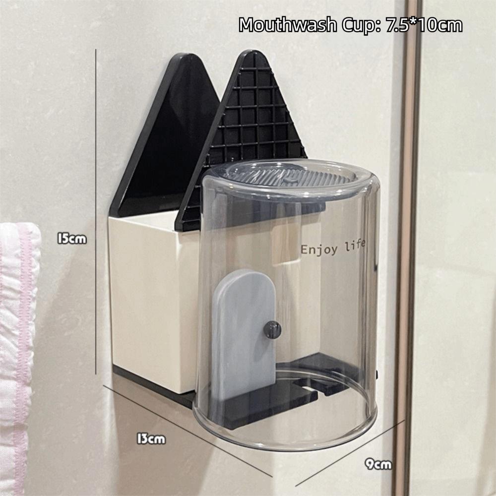 Draining Toothpaste Storage Rack Self-adhesive Toothbrush Dispenser with Cup  Bathroom