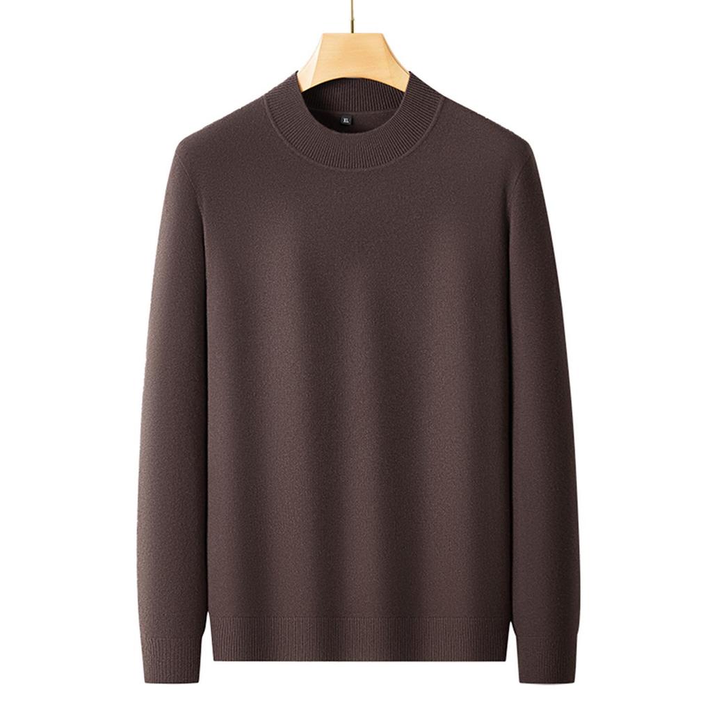 2025 Men's Casual Plus Size Round Neck Knit Sweater - Loose, Warm, Autumn/Winter Edition.
