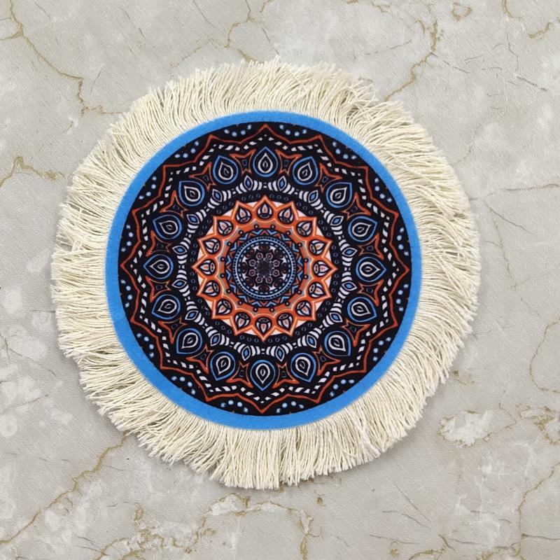 Tea Cup Pad Circular Mouse Wrist Guard Pad Dining Table Coffee Pad Retro Bowl Pad Patterned Design