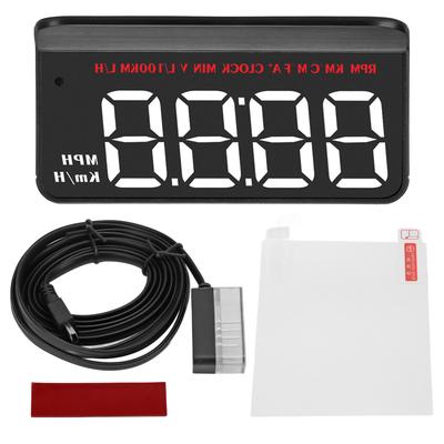 HUD Display Universal OBDII Overspeed Alarm Windshield Projector Head Up Meter Water Temperature