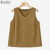ZANZEA Women Casual V-Neck Summer Sleeveless Cotton Tank Tops