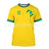 Herren T-Shirt Brasilien Fußball Nationalmannschaft Kurzarm Rundhals Feuchtigkeitsableitend Lässiges T-Shirt