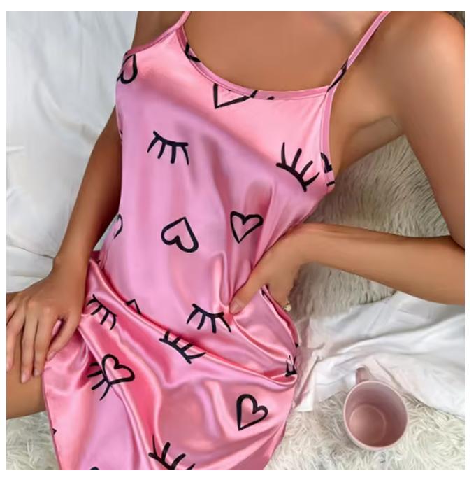 Damen Nachtwäsche Home Kleidung Sexy Schwarz Blumendruck Nachthemd Nachtwäsche Nachthemden Seide Sleepshirts Nachthemden Für Frau