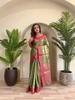 Women's Pure Tissue Silk Saree with Zari Weaving & Meena Work | Elegant Jaal Design | Contrast Running Blouse | Indian Wedding & Party Wear Saree