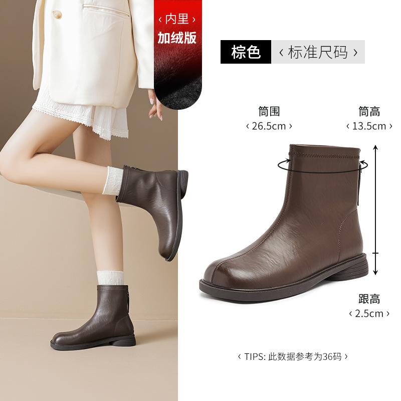 Augustine Black Short Boots Women's 2025 New Autumn Retro Thin Boots British Style Martin Boots Spring and Autumn Single Boots