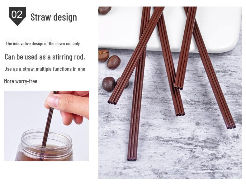 Paie biodegradabile PLA pentru amestecat cafeaua, de unică folosință cu trei găuri pentru băuturi calde și ceai cu lapte