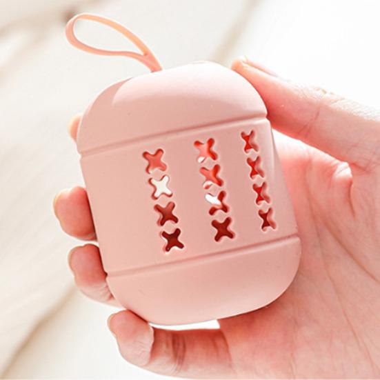 Makeup Sponge Storage Bag Anti-Dust Fully Wrapped Design Breathable Ventilated Hollow Structure Portable Handle Food-Grade Silicone Makeup Applicator