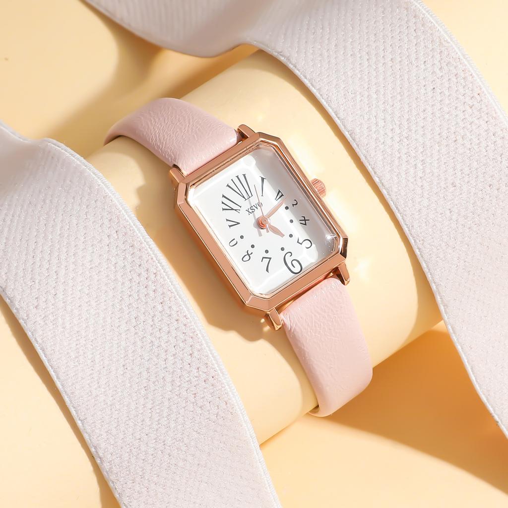Casual Retro Roman Dial Quartz Watches Ladies Rectangle Leather Strap Wristwatch Clock Fashionable for Women Reloj De Mujer