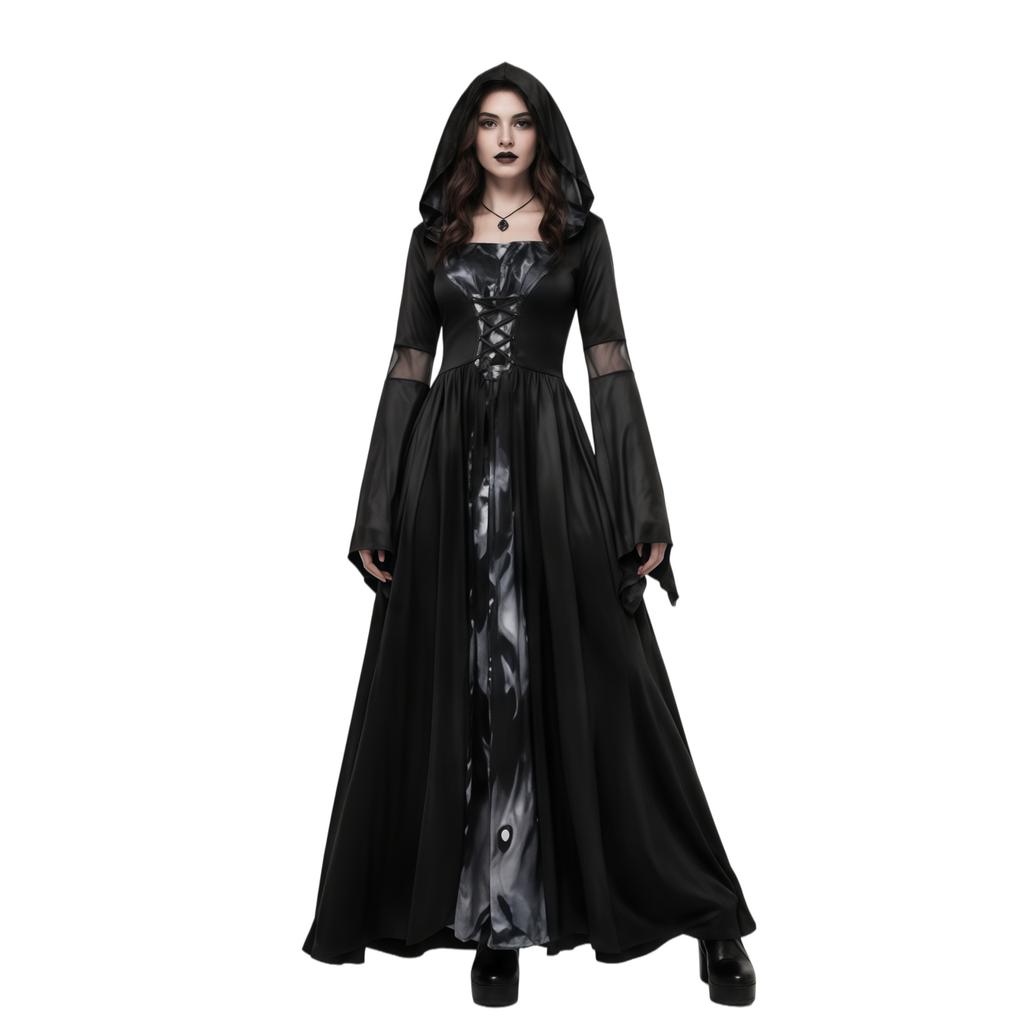 Cosplay Halloween Cosplay Demon Vampire Costume Black Witch Skull Dress Cosplay Costume Now