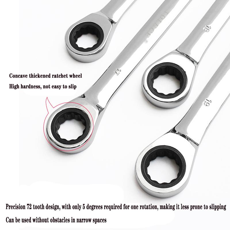 Ratchet Combination Wrench Set Fine Tooth Gear Ring Torque and Socket Wrench Set Nut Tools for Repair Open End Wrench
