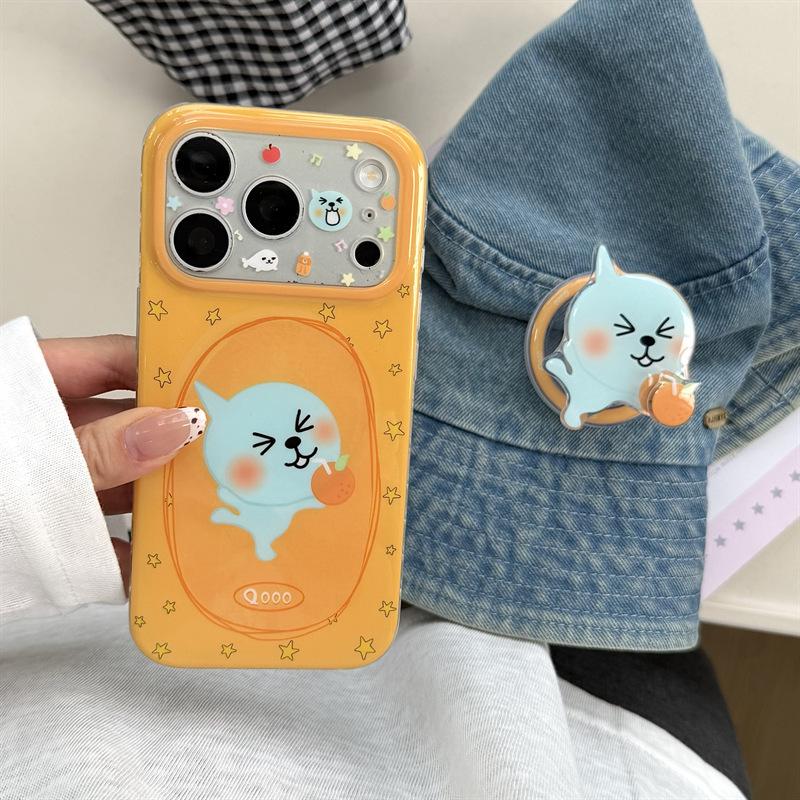 

Cartoon Orange Juice Magnetic Stand Case for iPhone 17/16 Pro Max/15 Pro iPhone 15 Pro Max