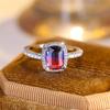 Luxury Female Crystal Red Blue Green Rainbow Zircon Stone Engagement Ring Vintage CopperColor Wedding Jewelry For Women