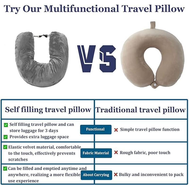 Travel Neck Pillow Stuffable With Clothes Stuffable Neck Pillows Airplanes Multifunctional No Filler Portable Travel Equipped