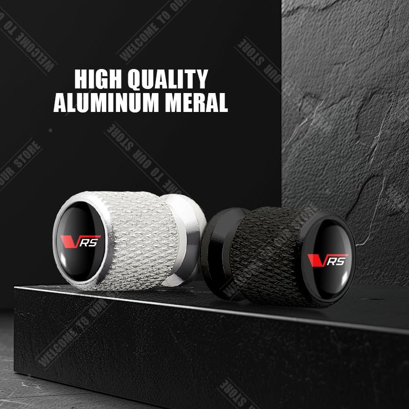 AGC1 Car CNC Aluminum VRS Emblem For Skoda Kodiaq Yeti Fabia Roomster Octavia Sport Line 4pcs Tire Valve Air Port Stem Cover Caps