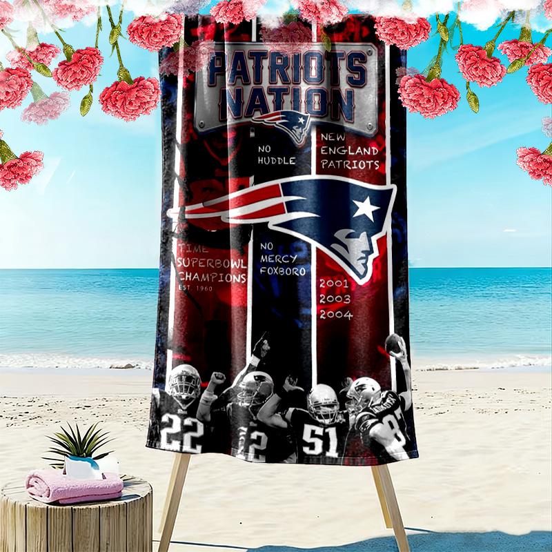 New England Patriots Print Beach Towel, Large Soft Quick Dry Towel for Beach Camping Swimming