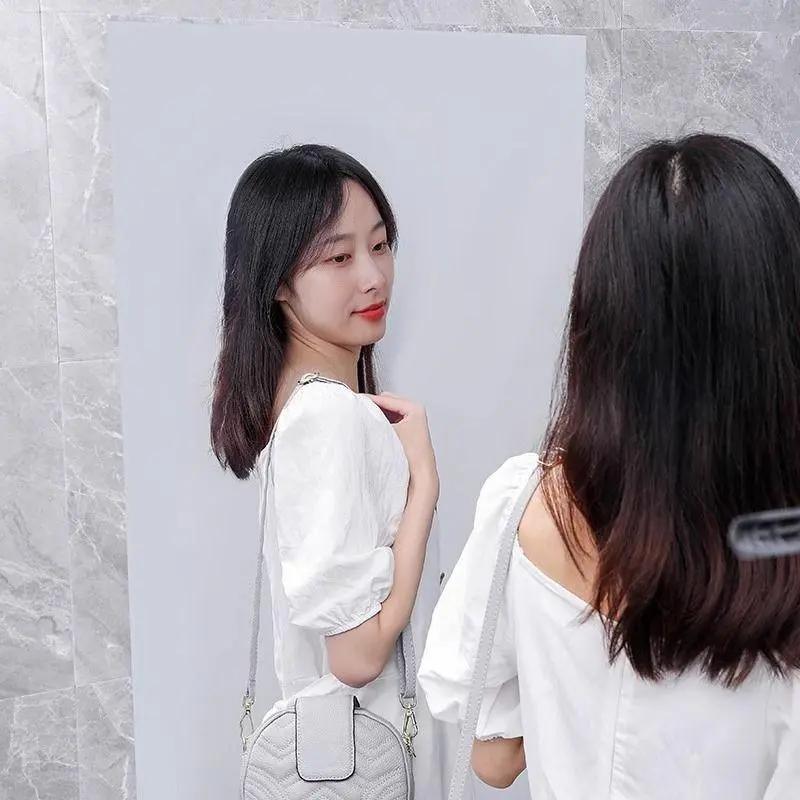Self-Adhesive Mirror Sticker, 20 × 40 Inch Soft Glass Mirror, for Glass Doors & Home Use, Full-Length Instagram-Style Bedroom Reflective Film