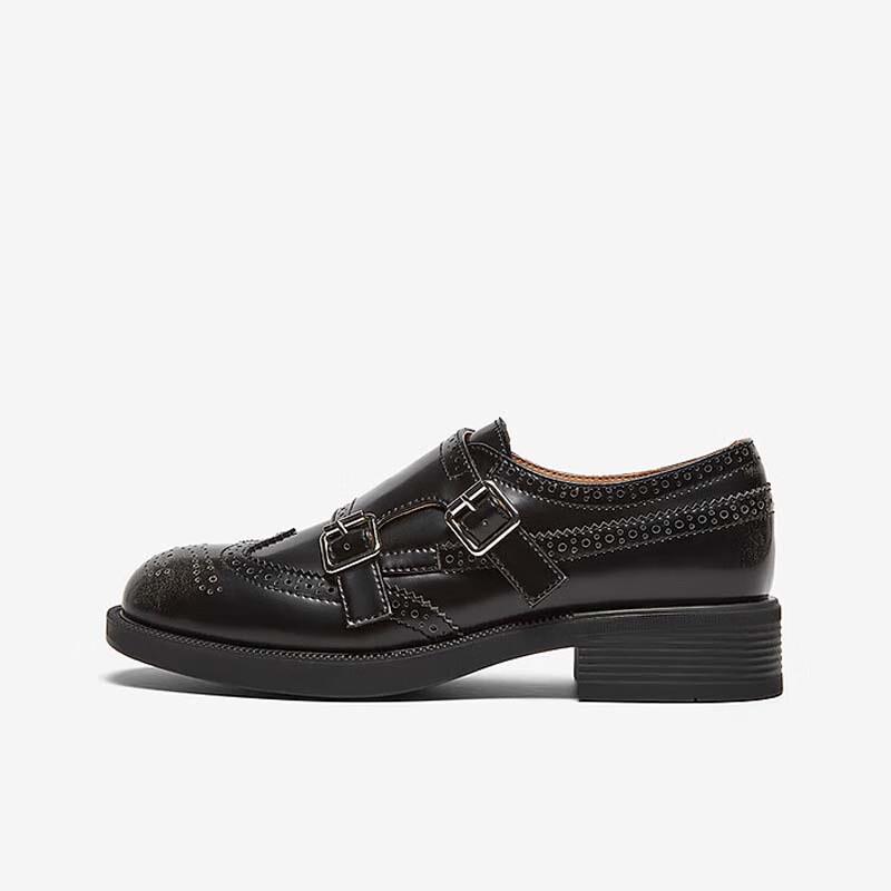 BASTO Women's Retro British Style Chunky Heel Oxford Shoes