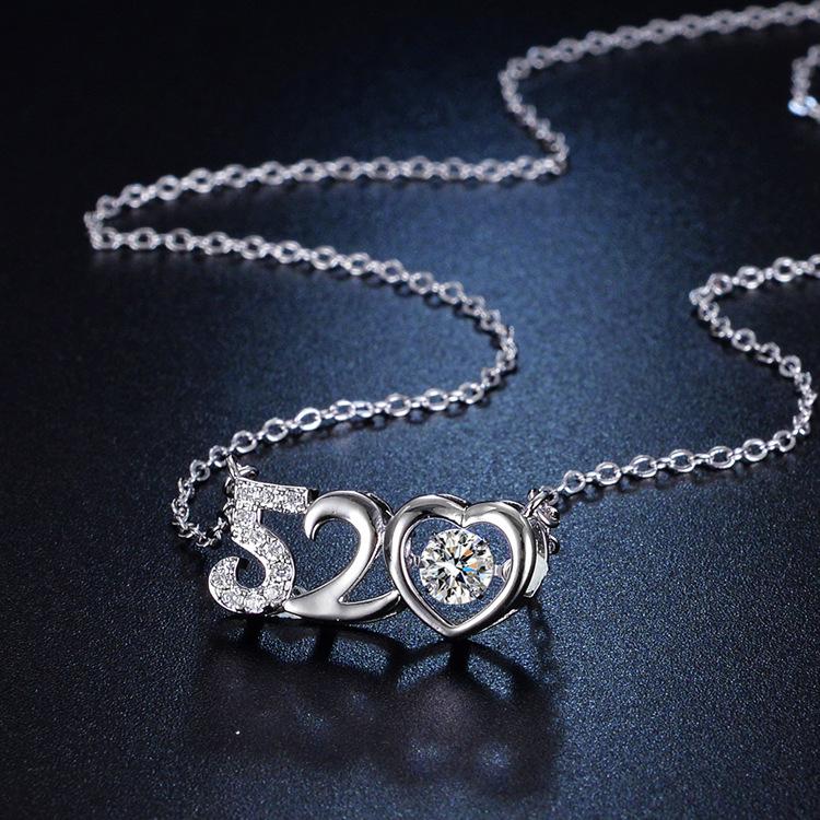 

520 цифровое смарт-ожерелье женское имитация серебряной ключичной цепочки с подвеской в форме сердца