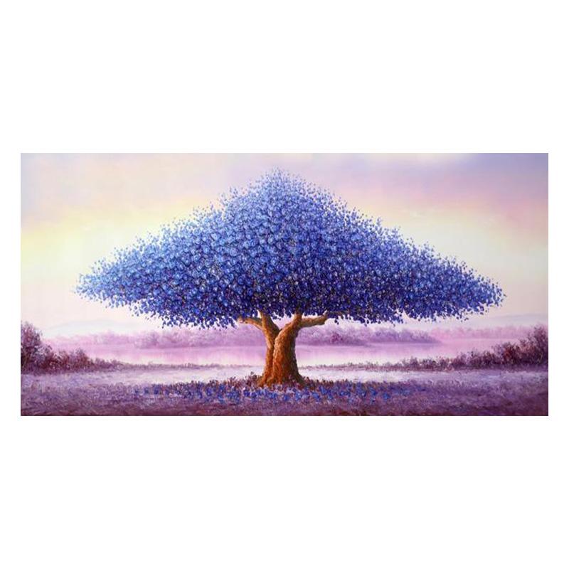 

Скандинавские абстрактные синие цветы, картина маслом на холсте, настенные художественные постеры, принты, настенные панно для гостиной, домашний декор Cuadros 50x100cm