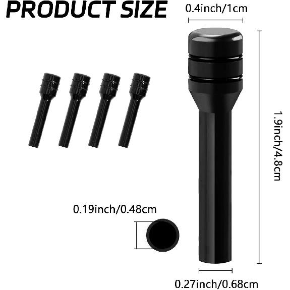4PCS Black Car Door Lock Knob Covers, Aluminum Alloy Anti-Theft & Anti-Scratch Lift Pin Protectors, Replacement Accessories for 1.96 X 0.47 Inch Door